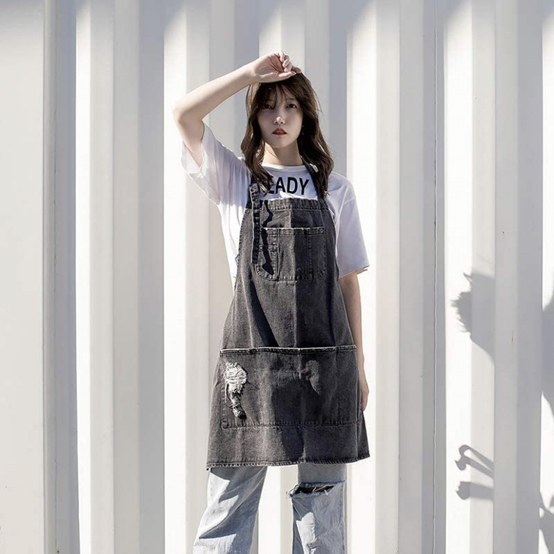 Coffee Tea For Garden - Celemek Denim Katun Cuci Jepang, Pakaian