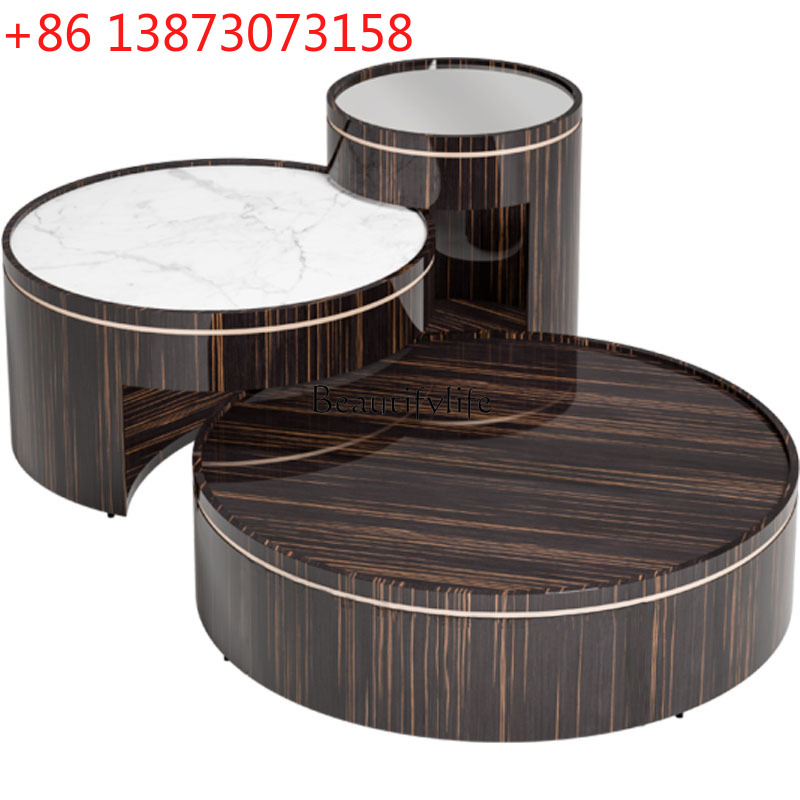 Coffee Tea Hong Kong - Meja teh bundar veneer kayu eboni