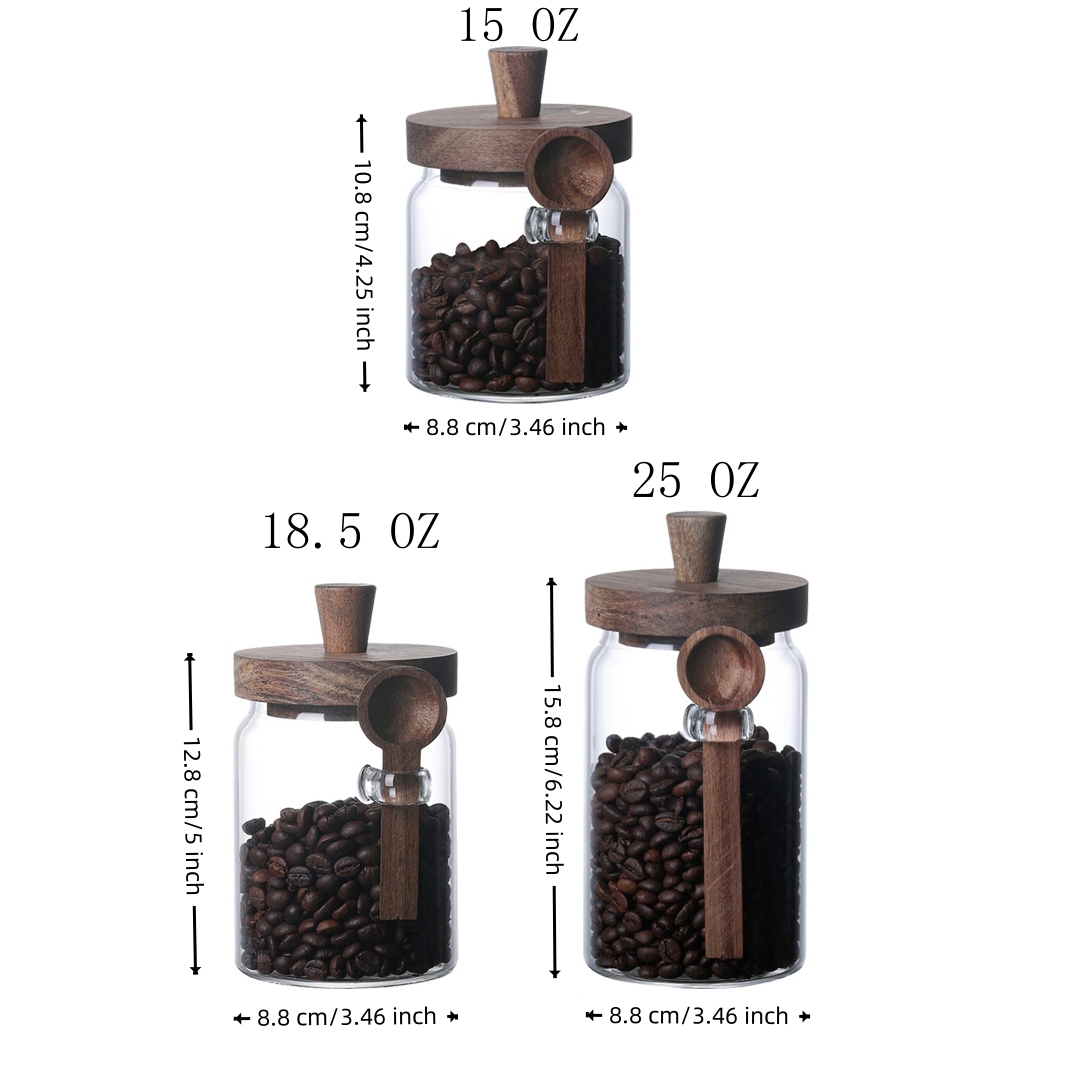 Coffee And Tea Glass - 3 Paket Stoples Penyimpanan Kaca Borosilikat
