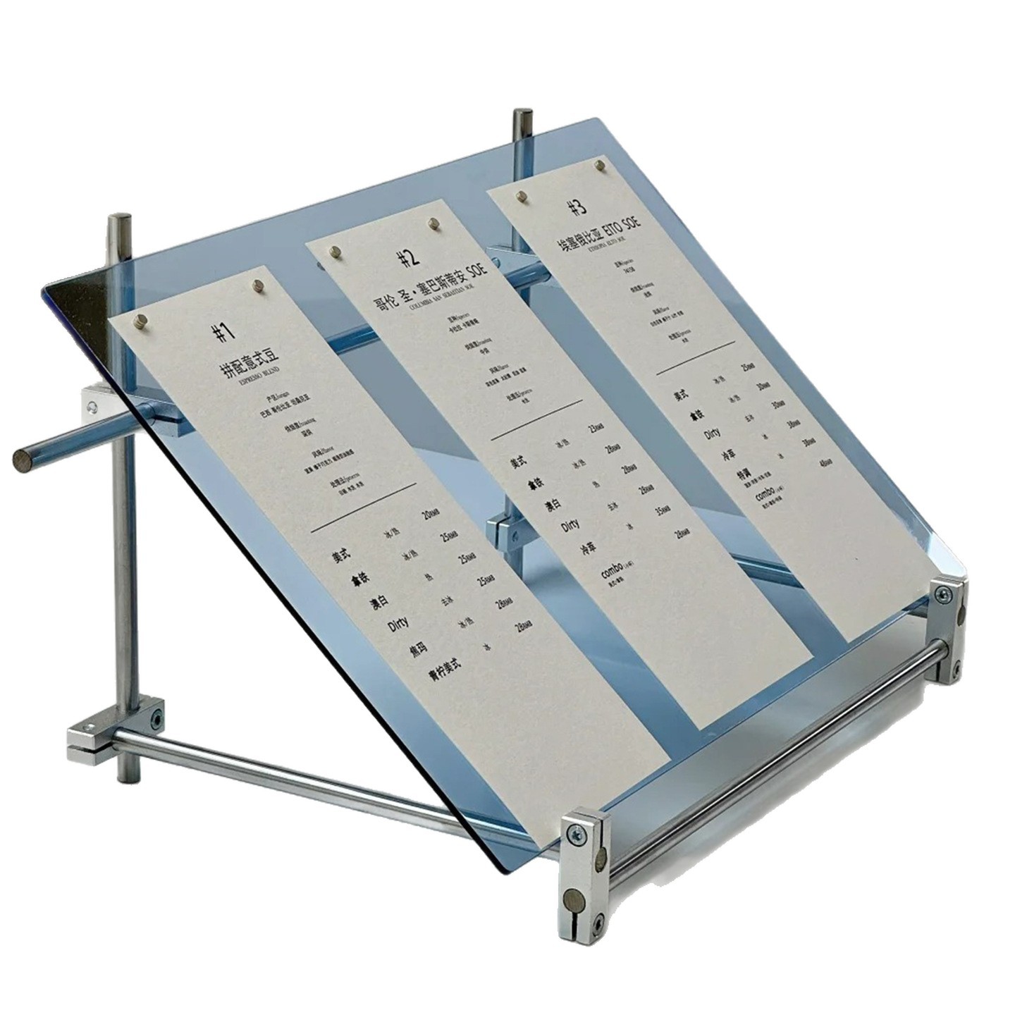 Coffee Tea Menu - Stand display sumbu optik akrilik, stand