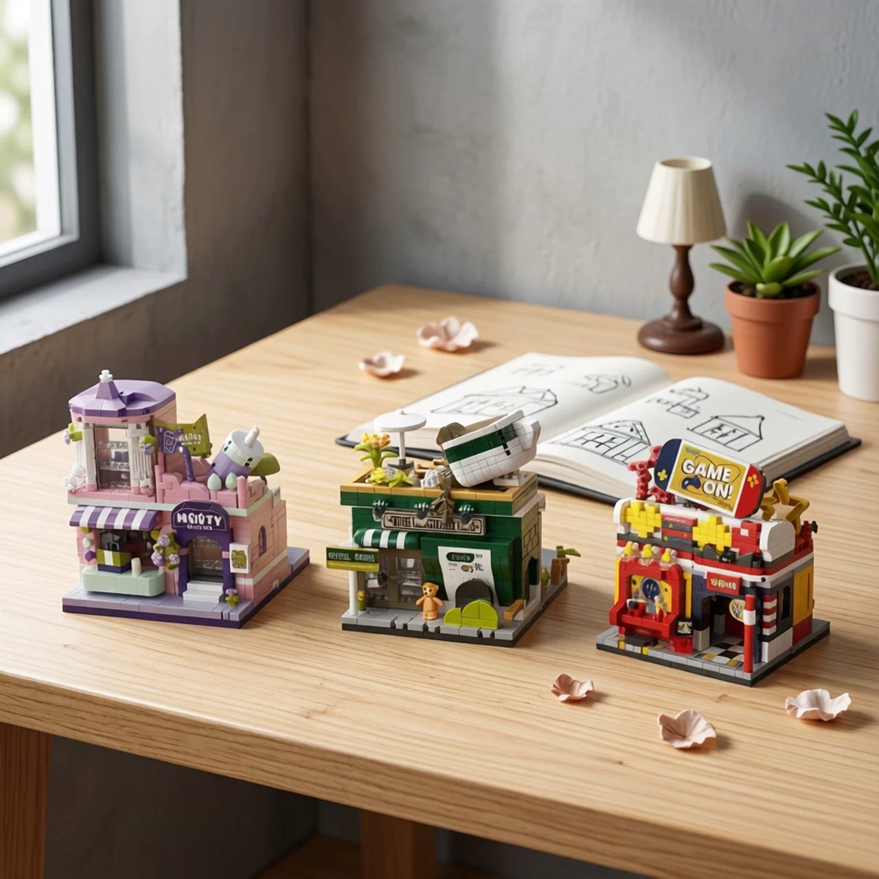 Coffee Tea Hong Kong - Set Blok Perakitan Puzzle Pemandangan Jalanan
