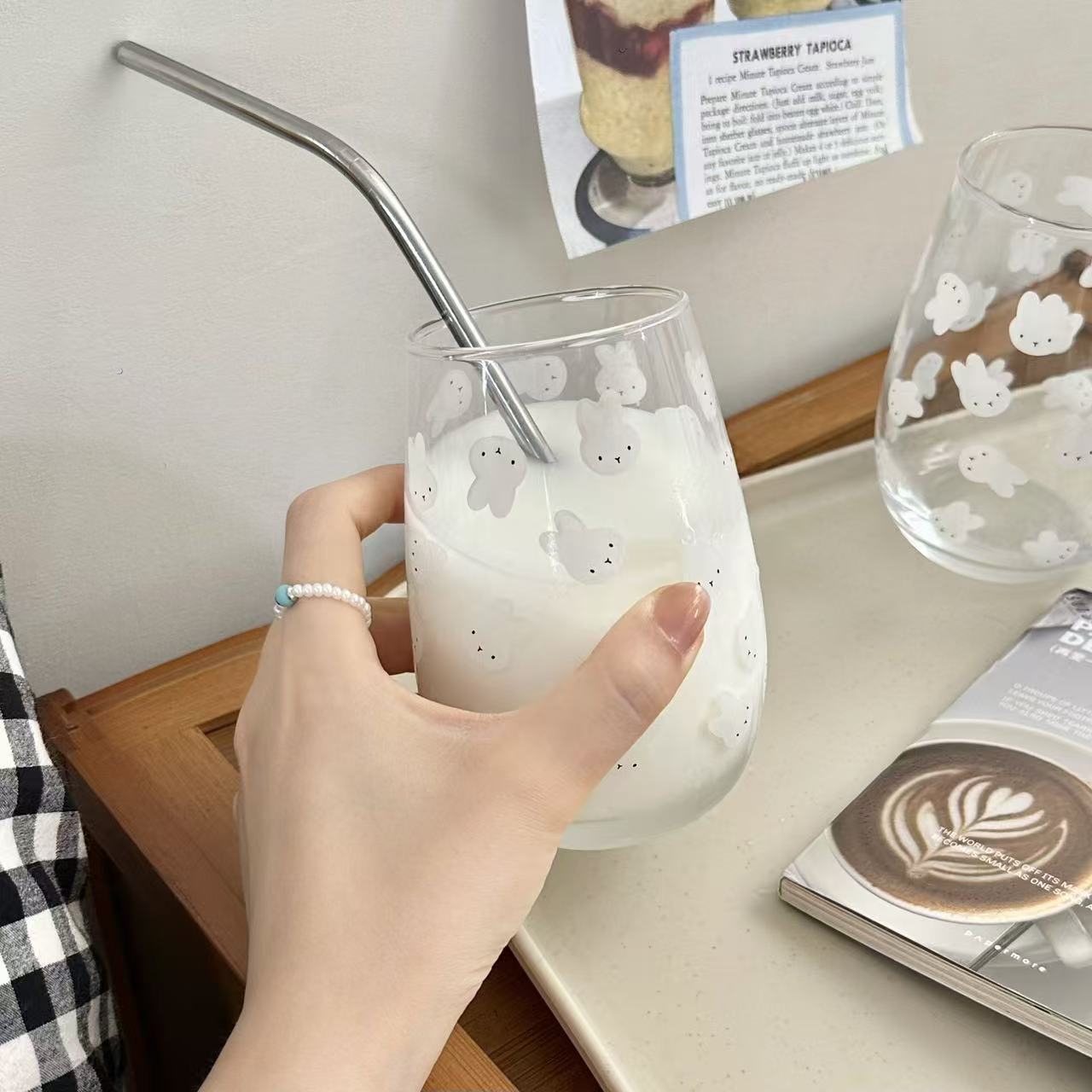Gelas Kaca Bermotif Kelinci Mi - Coffee And Tea Glass ulasan dan harga