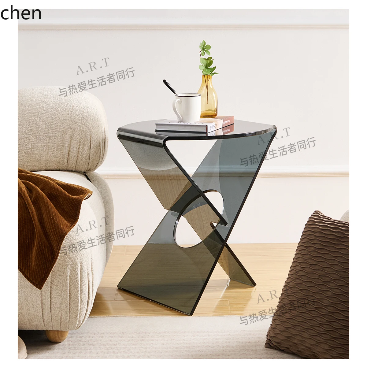W5.19 Meja Kopi Kaca Kreatif M - Coffee And Tea Glass ulasan dan harga