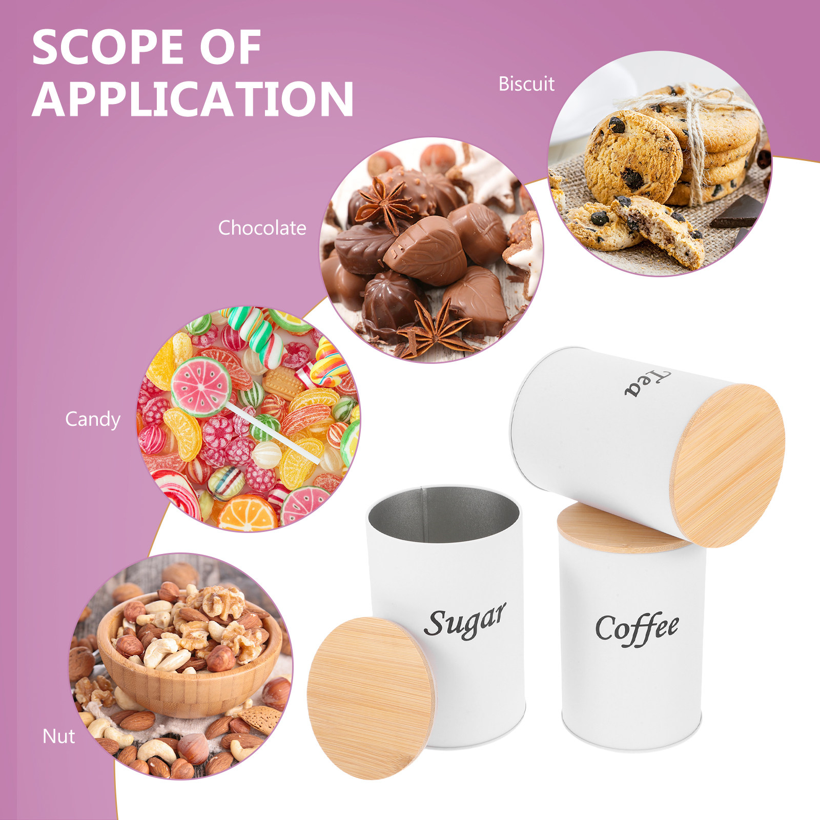 3 Buah Wadah Bulat Kedap Udara - Coffee Tea And Sugar Canisters ulasan dan harga