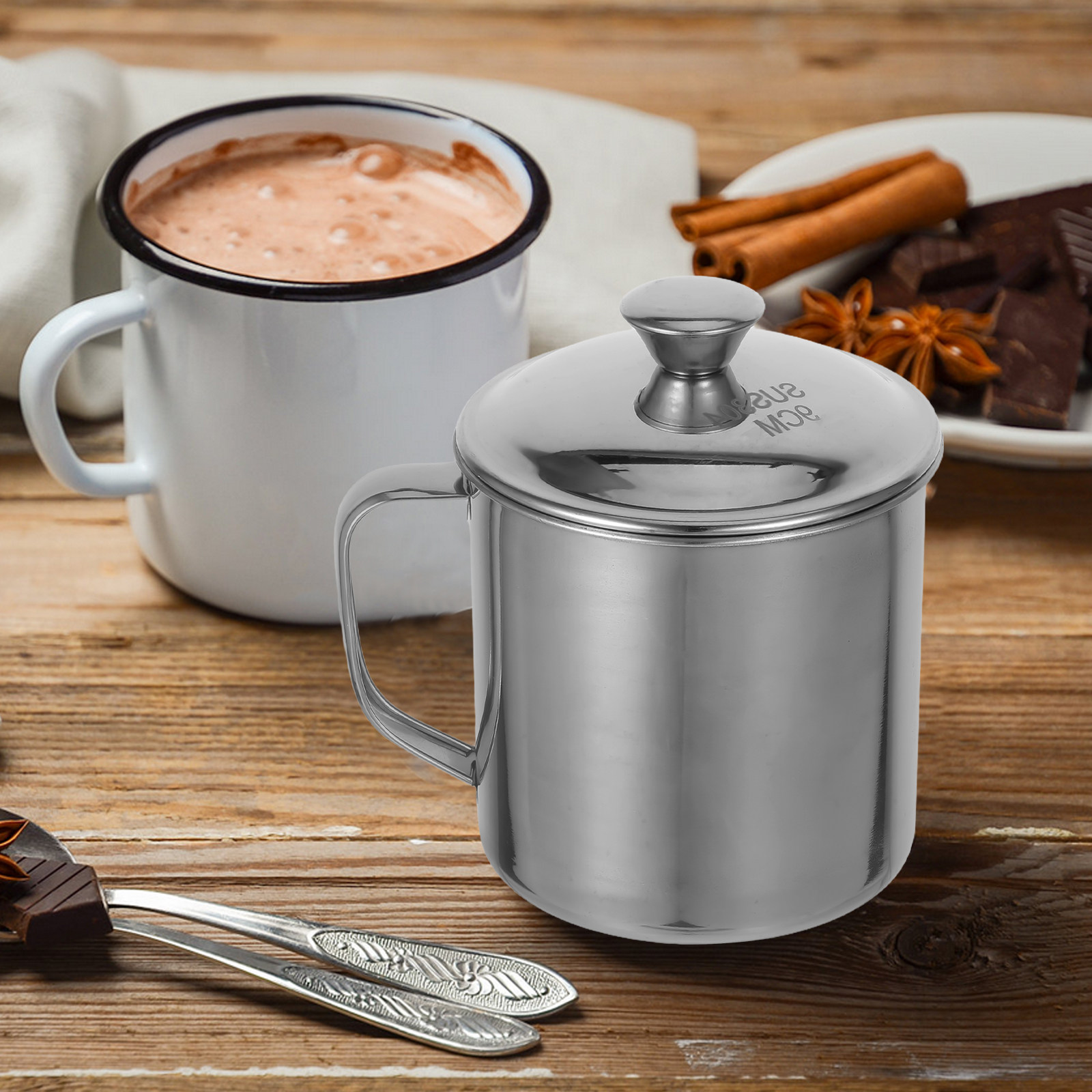 Cangkir Stainless Steel Berlap - Coffee Tea Mugs ulasan dan harga