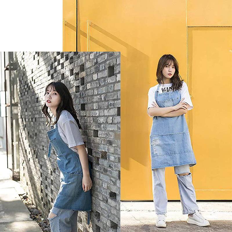 Celemek Denim Katun Cuci Jepan - Coffee Tea For Garden ulasan dan harga