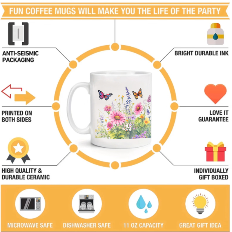 Cangkir keramik putih dengan d - Coffee Tea For Garden ulasan dan harga
