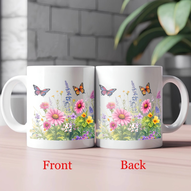 Cangkir keramik putih dengan d - Coffee Tea For Garden ulasan dan harga